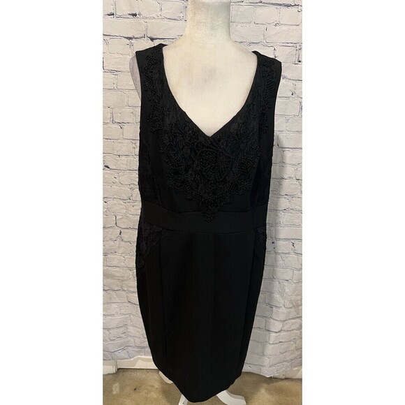Jennifer Lopez JLo Womens Plus Black Lace Overlay Ponte Sheath Dress 18W - Picture 1 of 9